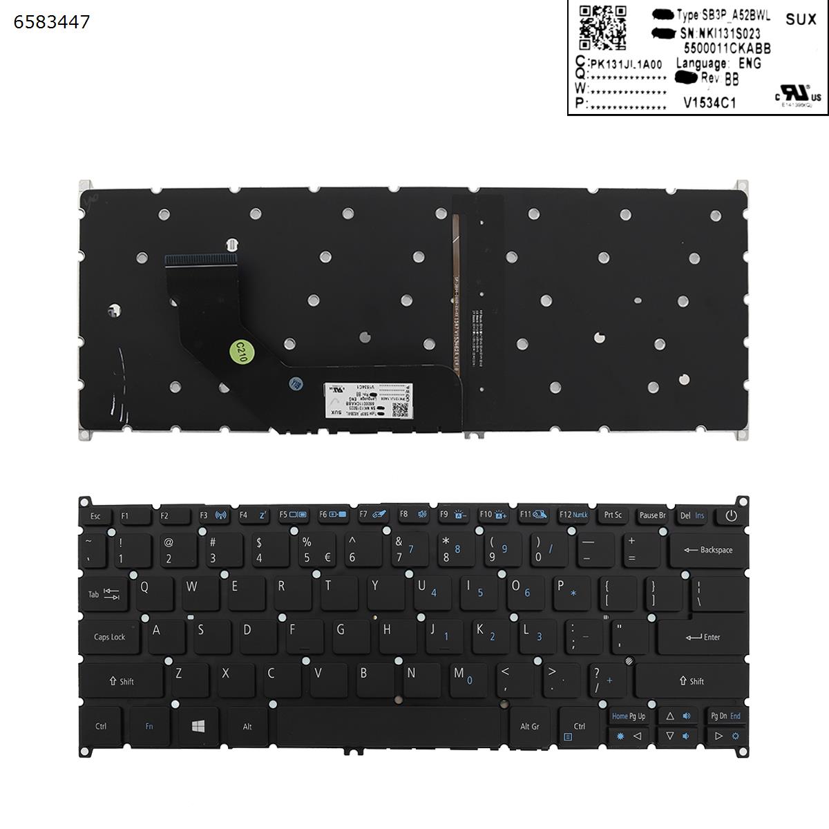 ACER ASPIRE S5-371 SF314-52 BLACK KEYBOARD BACKLIT NK.I131S.02Q - Click Image to Close