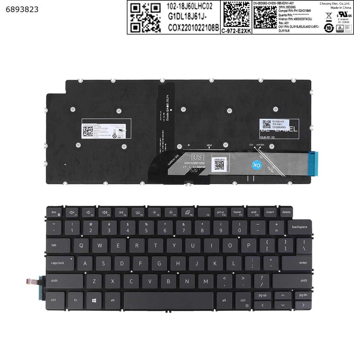 DELL INSPIRON 5390 5391 US REPLACE KEYBOARD BLACK BACKLIT 08GH4P - Click Image to Close