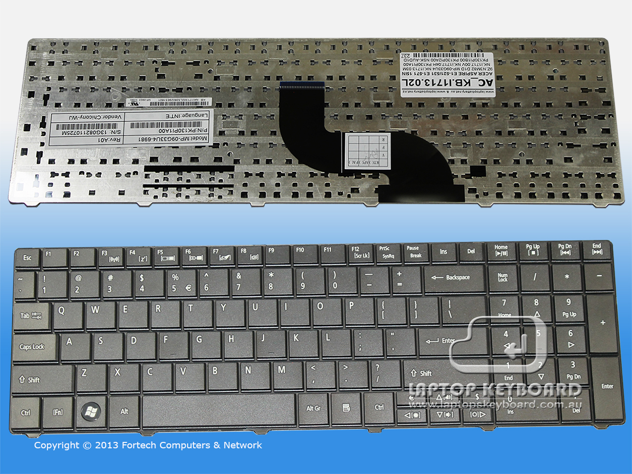 ACER ASPIRE E1-521 E1-531 E1-571 US BLACK KEYBOARD KB.I1713.02L - Click Image to Close