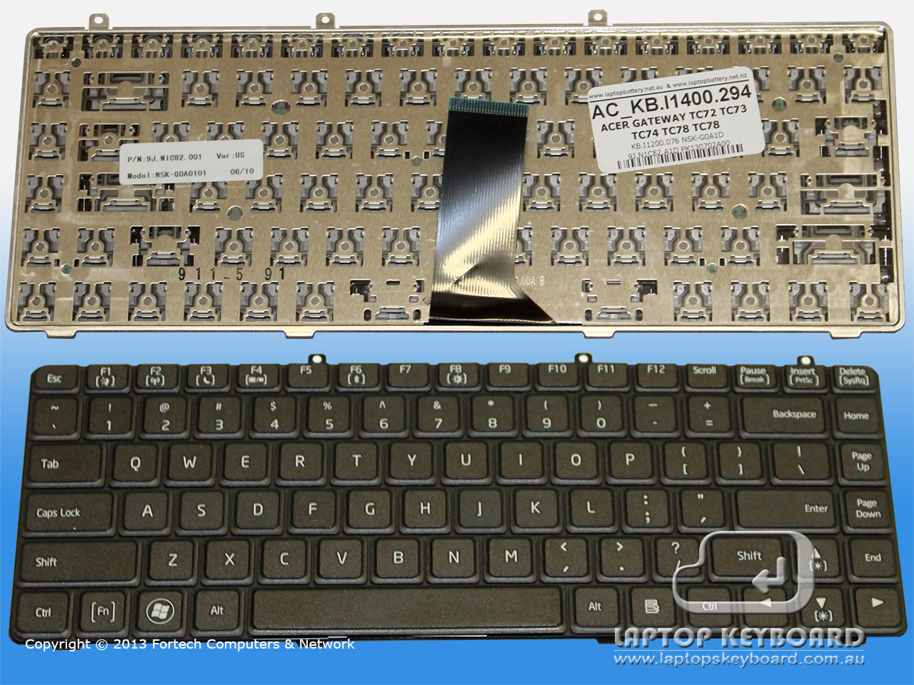 GATEWAY TC (TC73, TC78, TC7307, TC7804) US KEYBOARD KB.I1400.294 - Click Image to Close