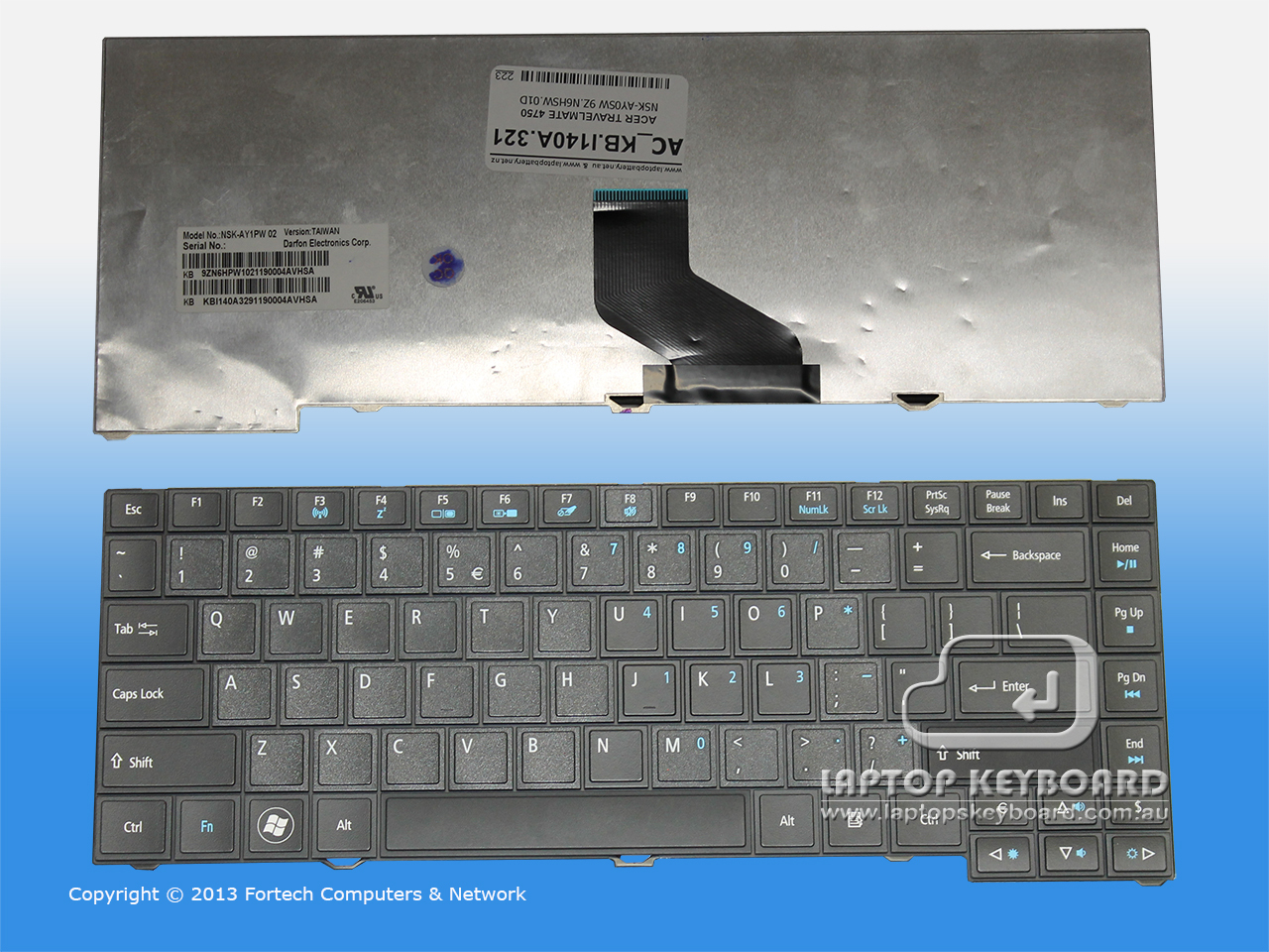 ACER TRAVELMATE 4750, 4750G UI BLACK KEYBOARD KB.I140A.321 - Click Image to Close