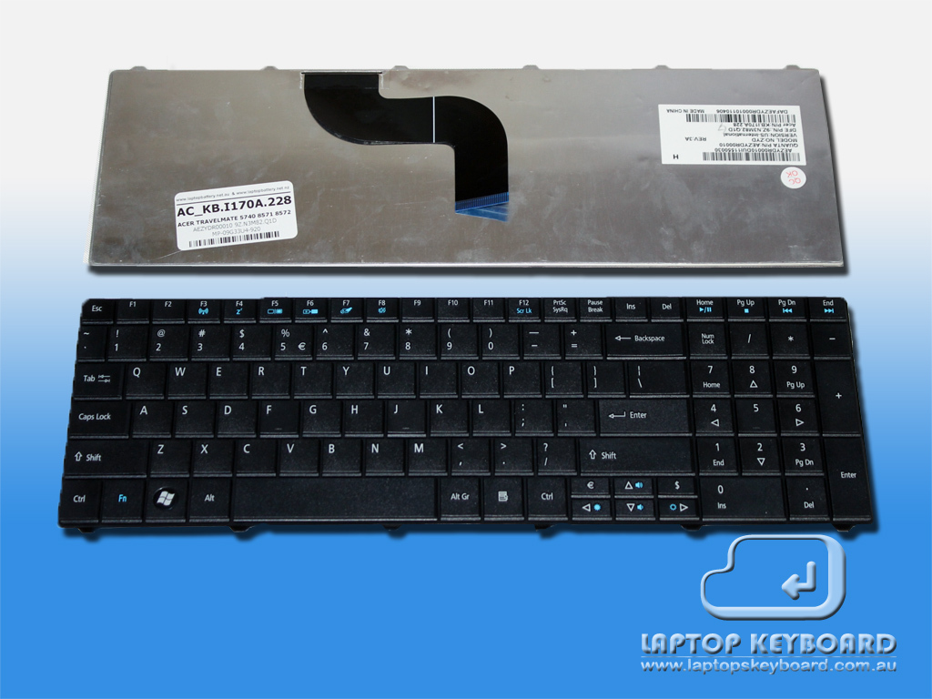 ACER TRAVELMATE 5740, 8571, 8572 US BLACK KEYBOARD KB.I170A.228 - Click Image to Close