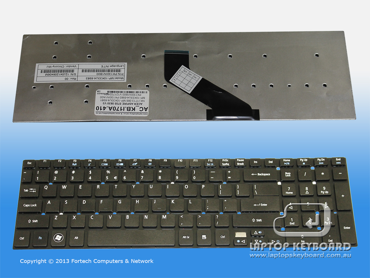 ACER ASPIRE 5755, 5830, V3-551 REPLACE KEYBOARD KB.I170A.410 - Click Image to Close