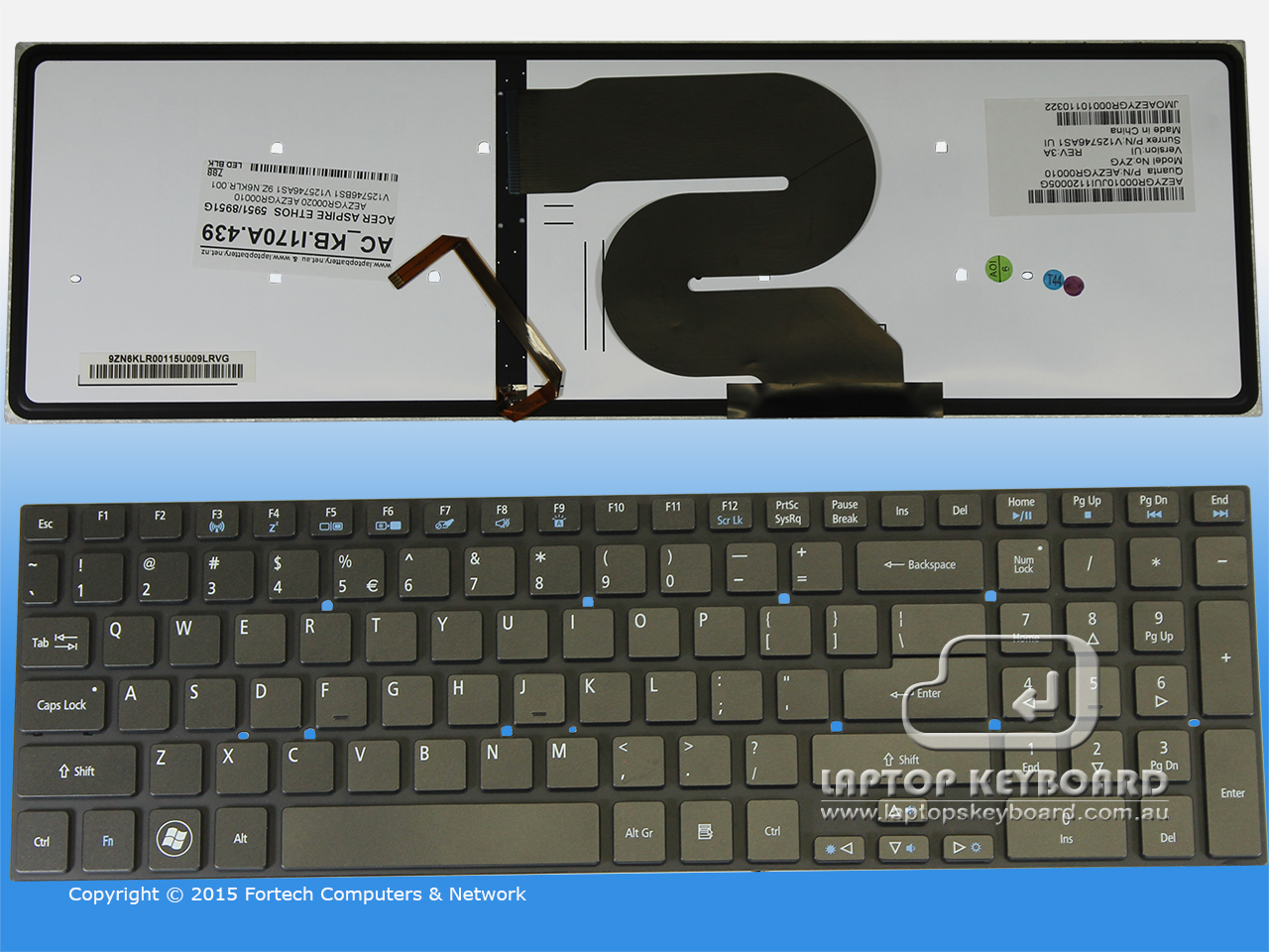 ACER ASPIRE 5951G 8951G REPLACE BACKLIT KEYBOARD KB.I170A.439 - Click Image to Close