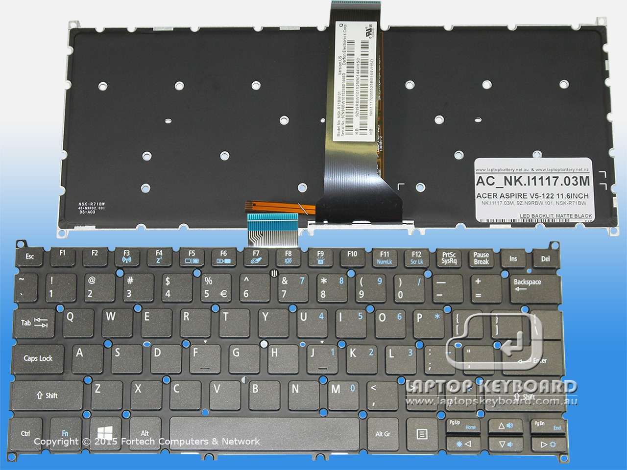 ACER ASPIRE V5-122, V5-131, V5-171 BACKLIT KEYBOARD NK.I1117.03M - Click Image to Close