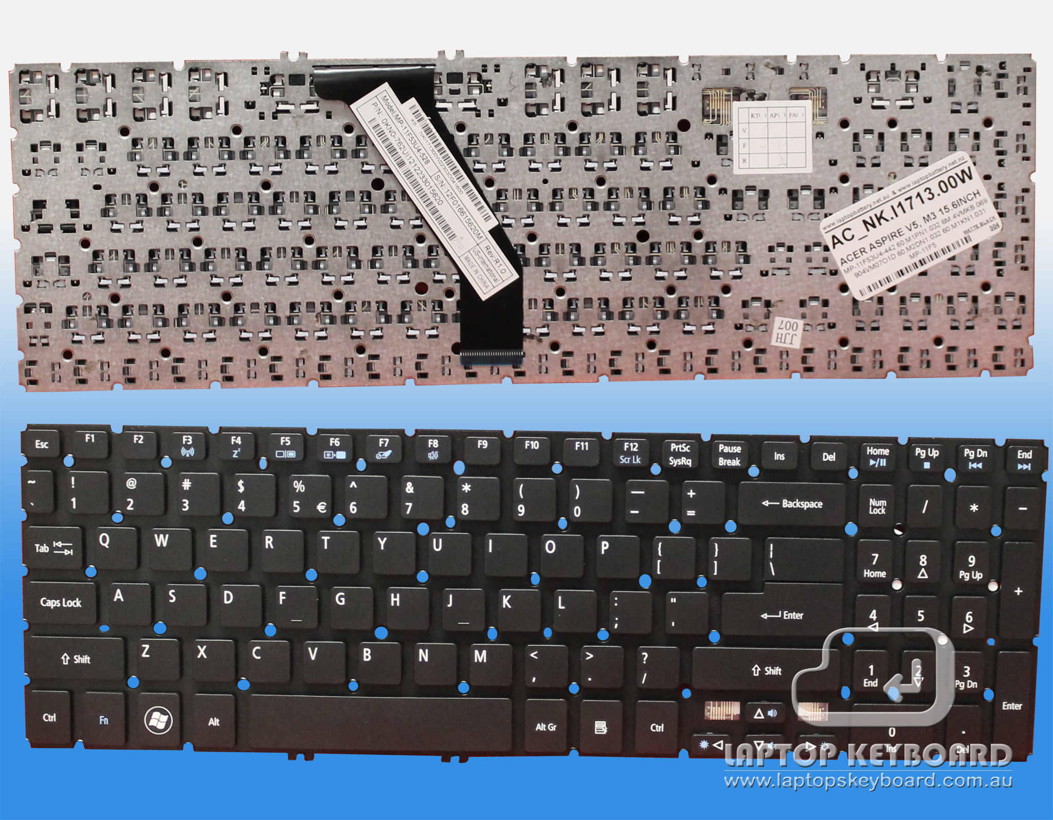 ACER ASPIRE V5-531, V5-551, V5-571 REPLACE KEYBOARD NK.I1713.00W - Click Image to Close