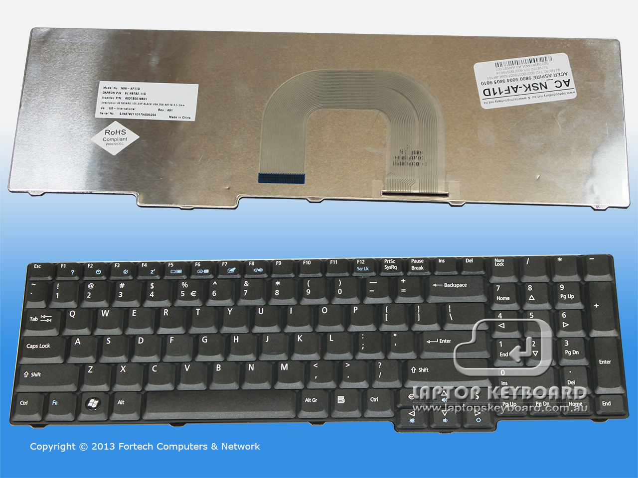 ACER ASPIRE 9800, 9810 REPLACE BLACK KEYBOARD NSK-AF11D - Click Image to Close