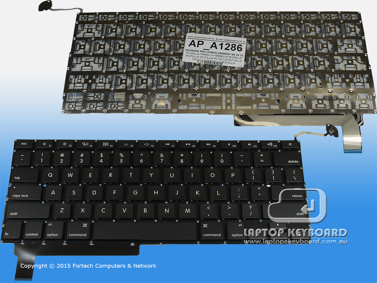 APPLE MACBOOK PRO UNIBODY 15INCH A1286 BLACK KEYBOARD A1286LED - Click Image to Close