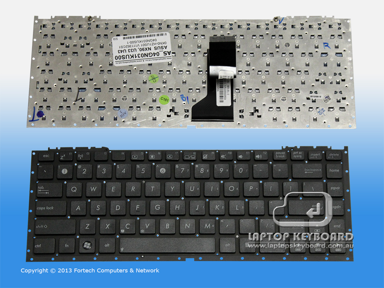 ASUS NX90, U33J U43F U43JC REPLACE KEYBOARD 04GN031KUS00-1 - Click Image to Close