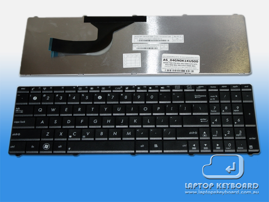 ASUS K53, N53, P53, G73, X61 US KEYBOARD 04GN0K1KUS00 - Click Image to Close