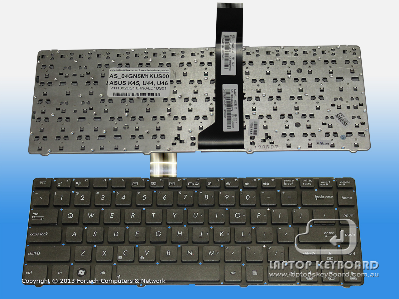 ASUS K45, U44, U46 US BLACK KEYBOARD 04GN5M1KUS00 - Click Image to Close