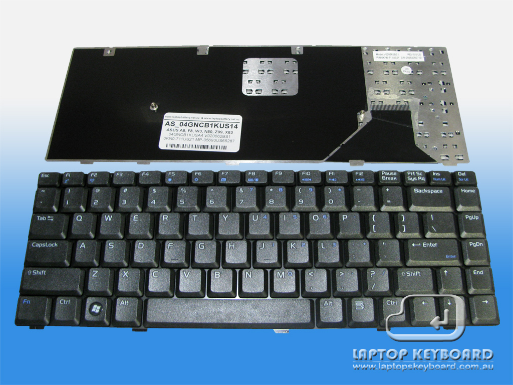 ASUS A8, F8, N80, W3000, X83V, Z99 REPLACE KEYBOARD 04GNCB1KUS14 - Click Image to Close