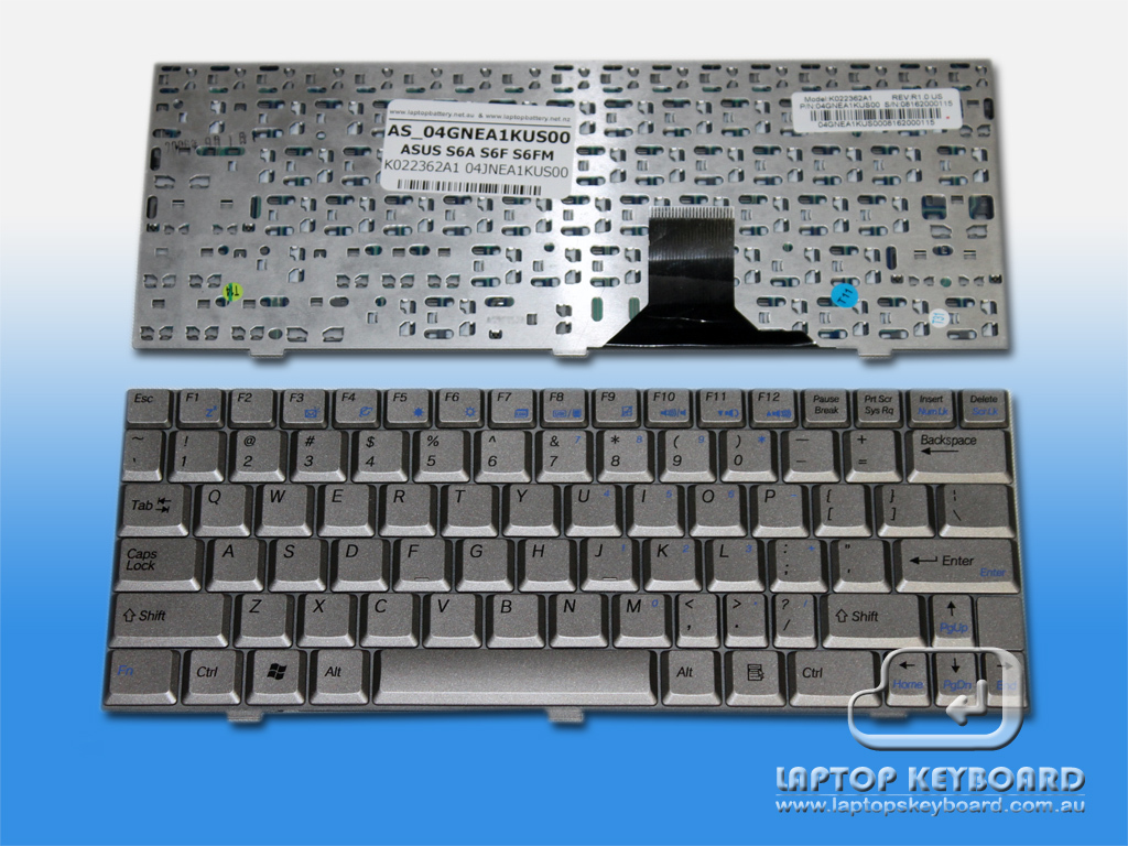 ASUS S6, S6A, S6F, S6FM US REPLACE KEYBOARD SLIVER 04GNEA1KUS00 - Click Image to Close