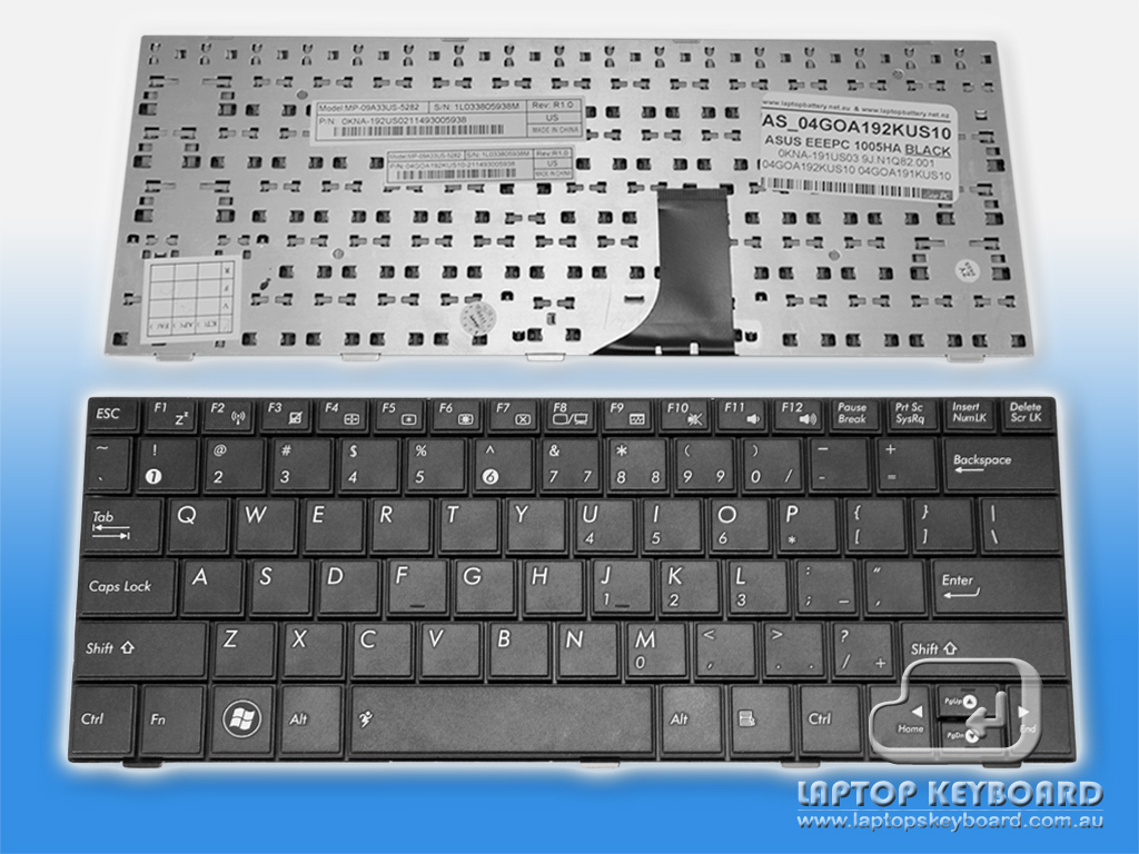 ASUS EEEPC 1005HA 1008HA US BLACK KEYBOARD 04GOA192KUS10 - Click Image to Close