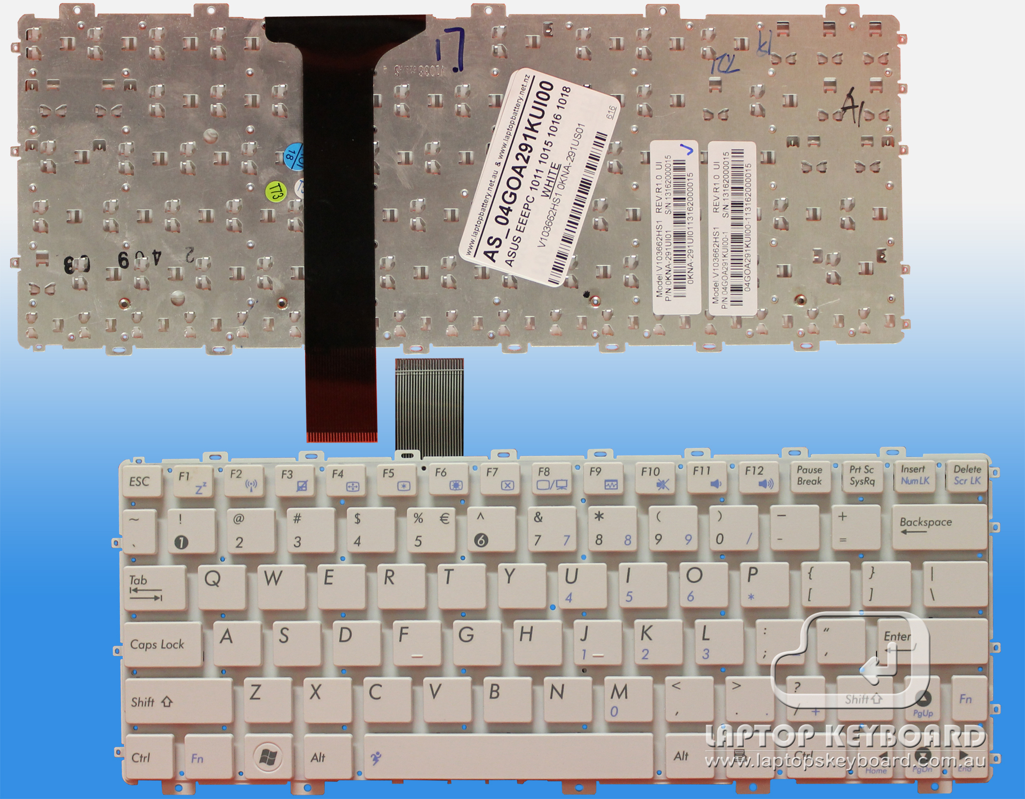 ASUS EEEPC 1015PE 1016P 1018PE US WHITE KEYBOARD 04GOA291KUI00 - Click Image to Close