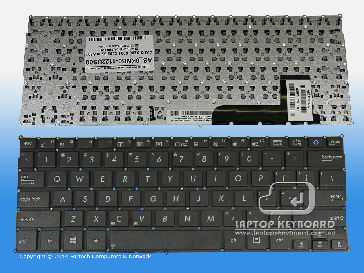 ASUS X200, X201, S200, S201 US BLACK KEYBOARD 0KNB0-1122US00 - Click Image to Close