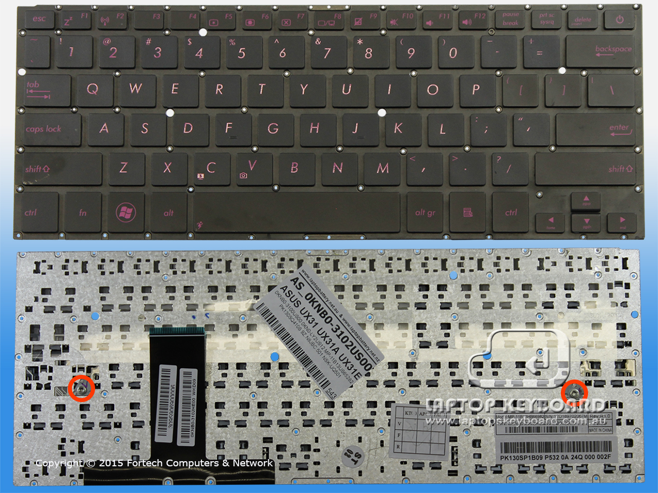 ASUS UX31, UX31A, UX31E US REPLACE KEYBOARD BLACK 0KNB0-3102US00 - Click Image to Close