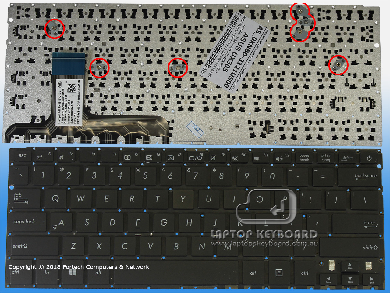 ASUS UX305 US REPLACEMENT KEYBOARD BLACK 0KNB0-3121US00 - Click Image to Close