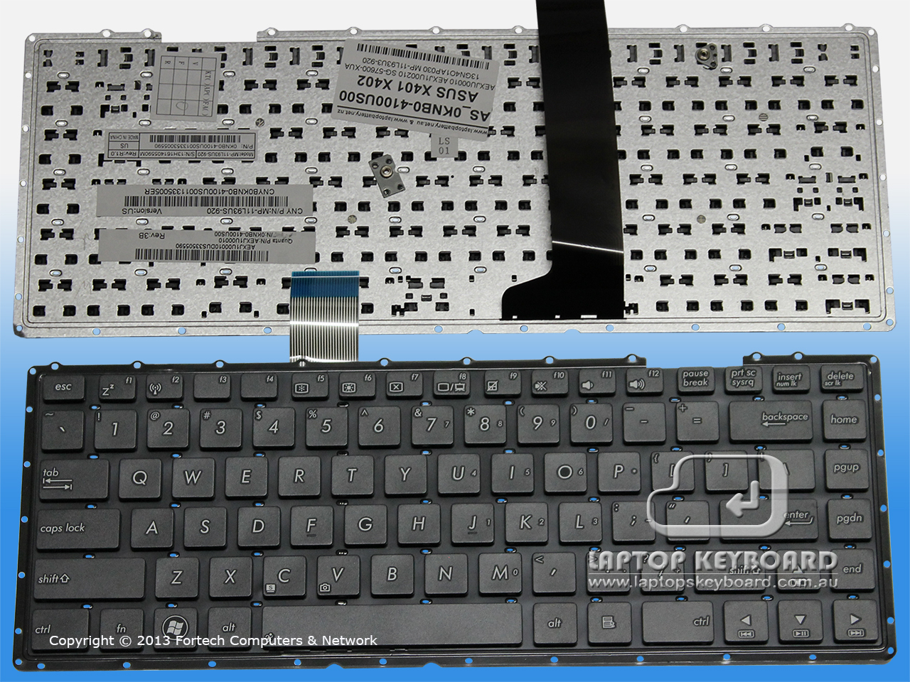 ASUS X401, X402 US BLACK KEYBOARD 0KNB0-4100US00 - Click Image to Close