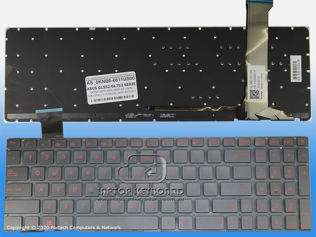 ASUS ROG GL552 GL752 US BLACK BACKLIT KEYBOARD 0KNB0-6611US00 - Click Image to Close