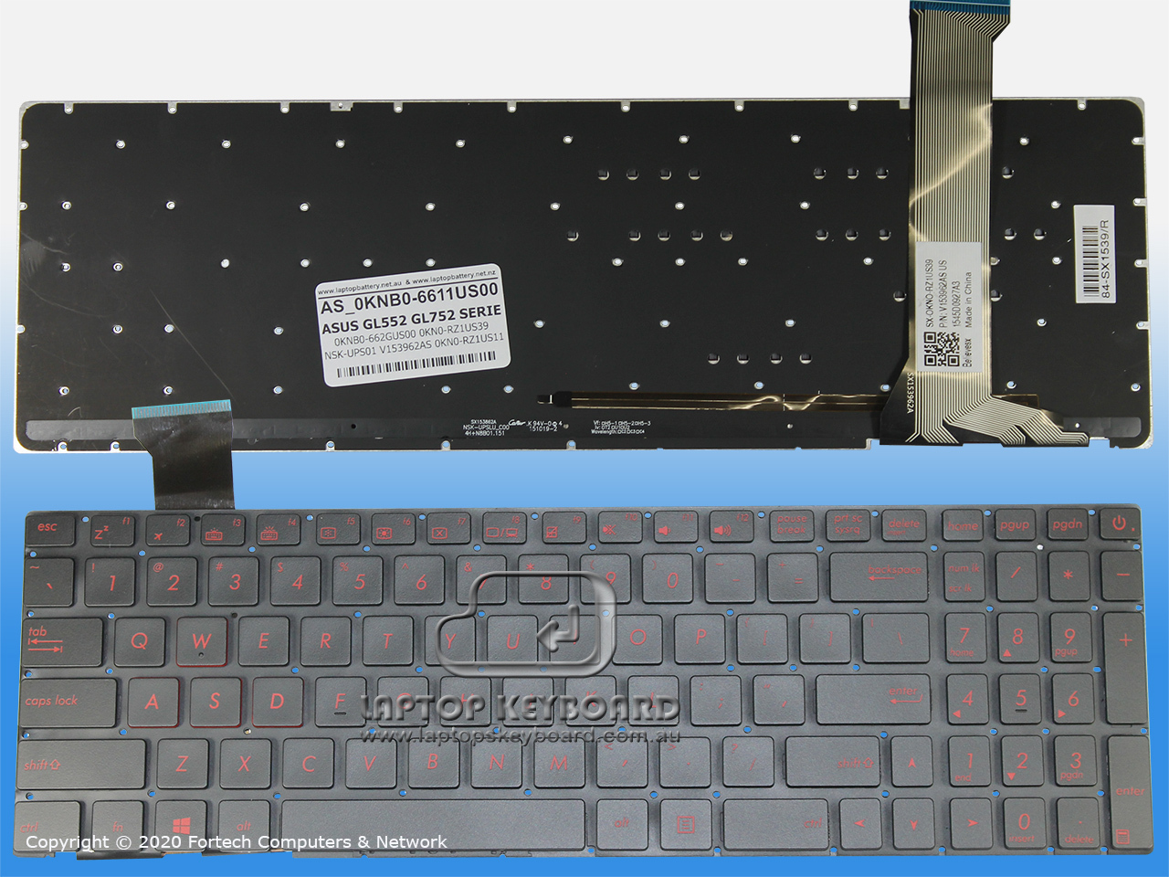 ASUS ROG GL552 GL752 US BLACK BACKLIT KEYBOARD 0KNB0-6611US00 - Click Image to Close