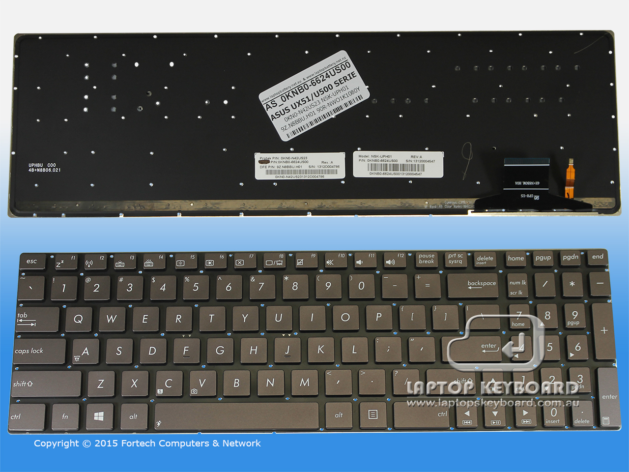 ASUS UX51, U500 BLACK/BACKLIT US REPLACE KEYBOARD 0KNB0-6624US00 - Click Image to Close