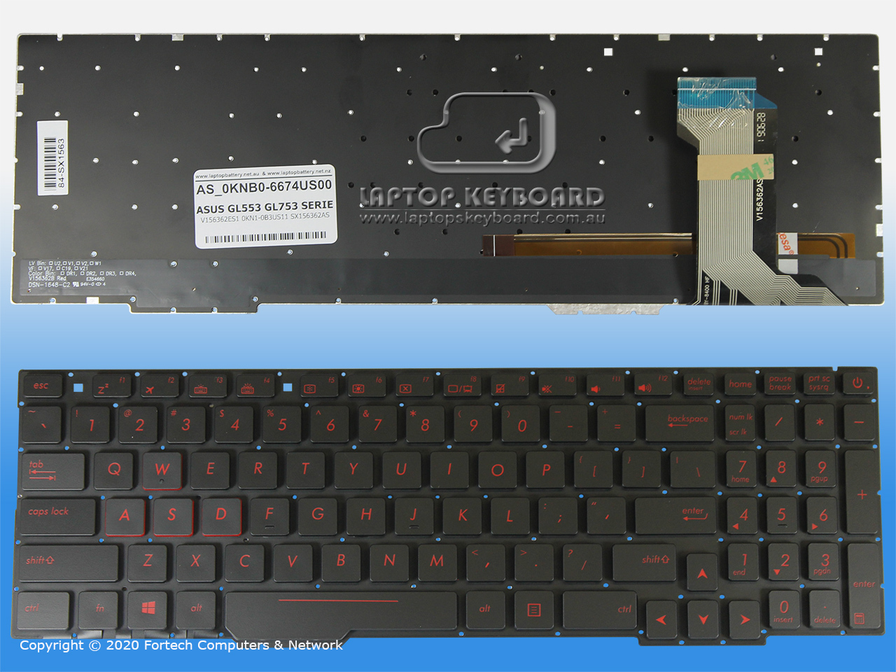 ASUS ROG GL553 GL753 US BLACK KEYBOARD BACKLIT 0KNB0-6674US00 - Click Image to Close