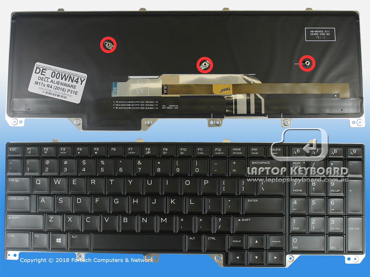 DELL ALIENWARE 17 R4 (2016) US KEYBOARD BACKLIT 00WN4Y - Click Image to Close