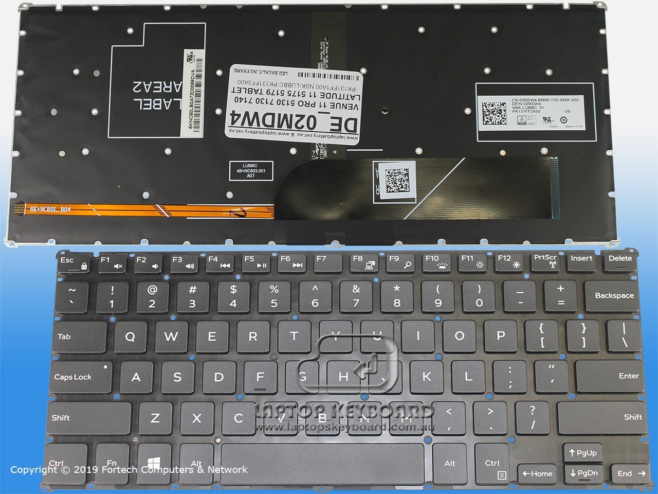 DELL LATITUDE 11 5175 5179 US REPLACE BLACK KEYBOARD 02MDW4 - Click Image to Close