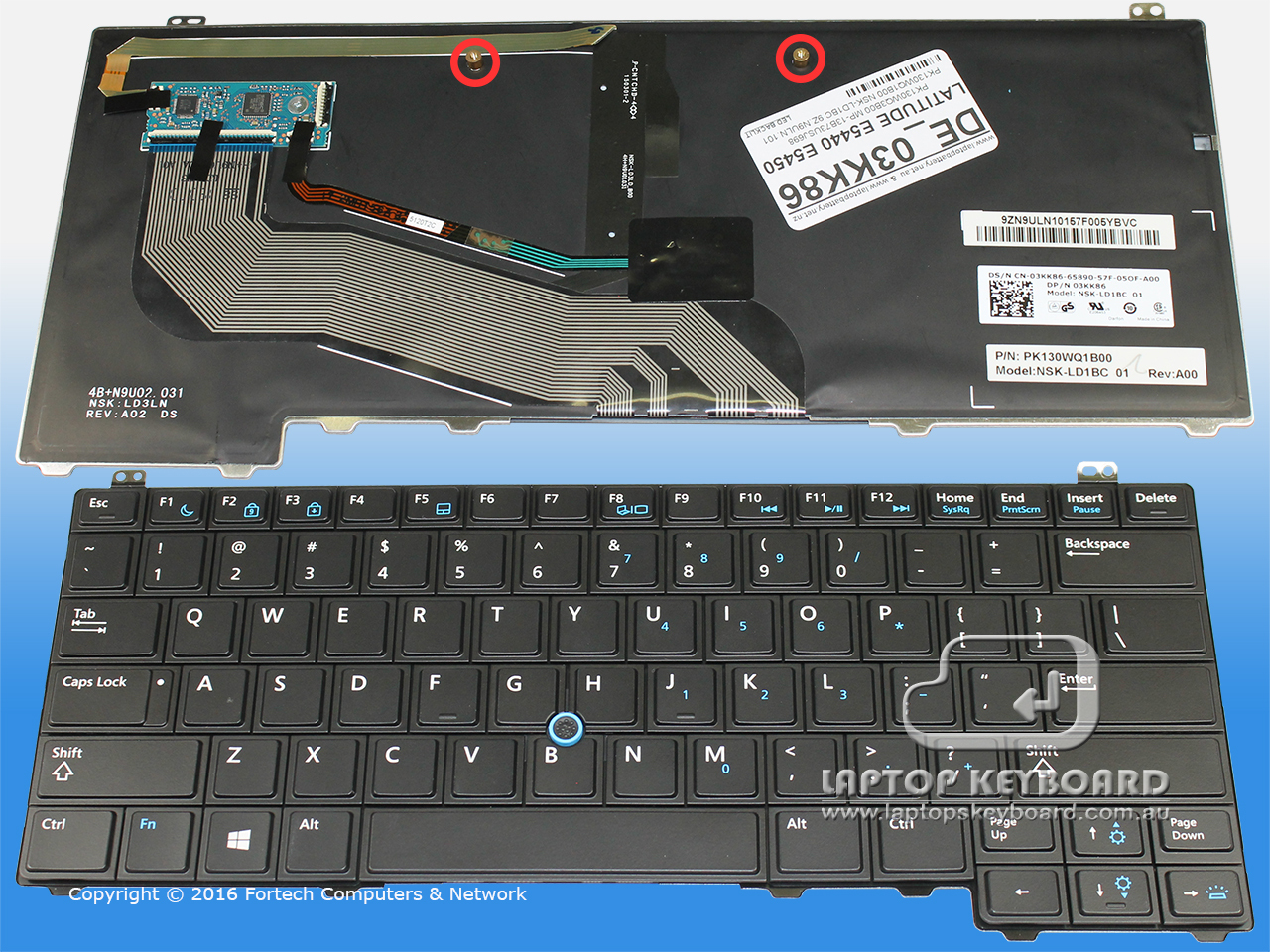 DELL LATITUDE E5440 E5450 US BACKLIT BLACK KEYBOARD 03KK86 - Click Image to Close