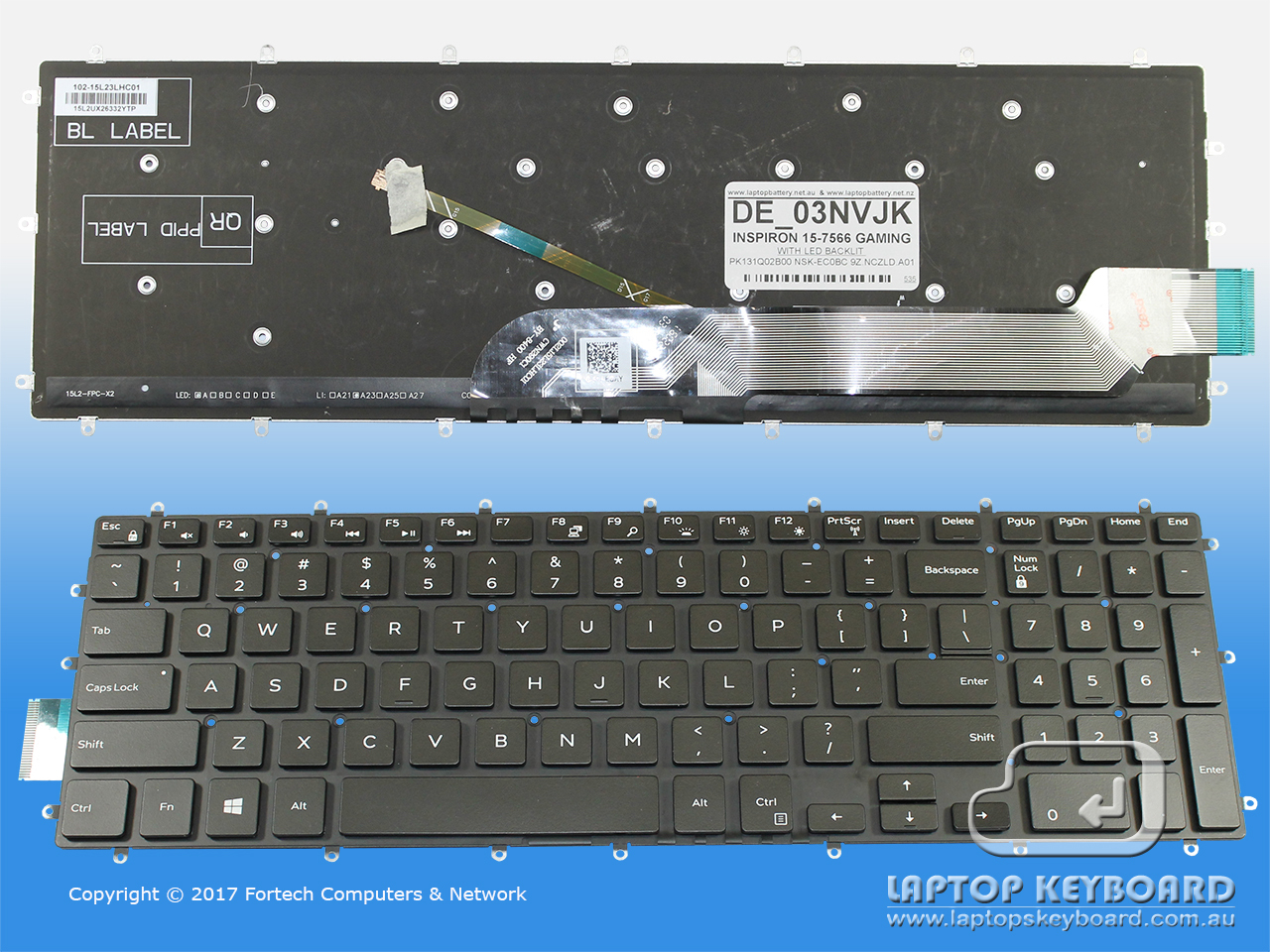 DELL INSPIRON 15 GAMING (7566) US BLACK KEYBOARD BLACKLIT 03NVJK - Click Image to Close