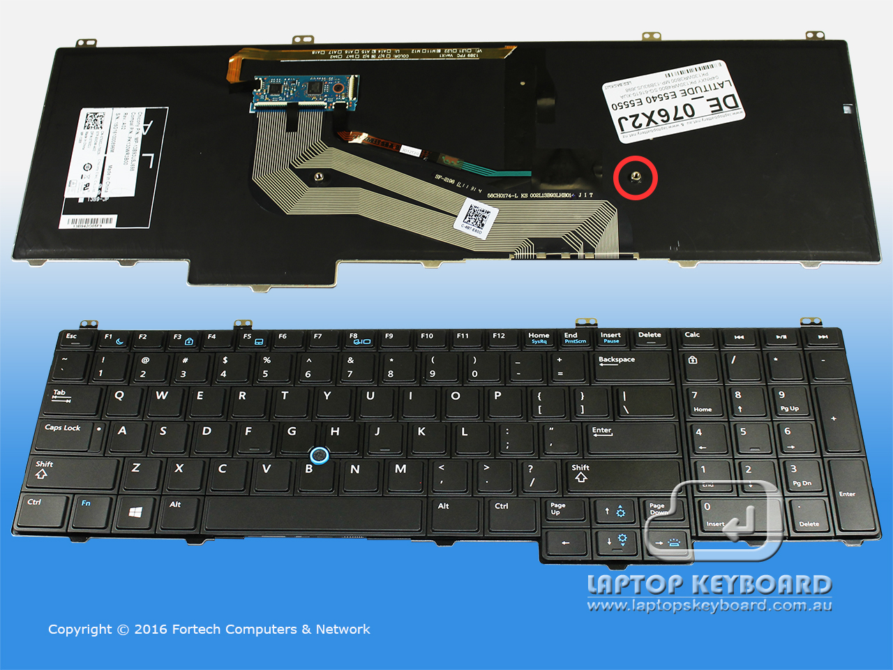 DELL LATITUDE E5540 US BACKLIT BLACK KEYBOARD 076X2J - Click Image to Close