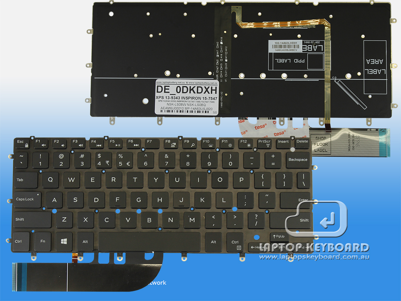 DELL INSPIRON 15(7547/7548) XPS 13(9343/9350) US KEYBOARD 0DKDXH - Click Image to Close