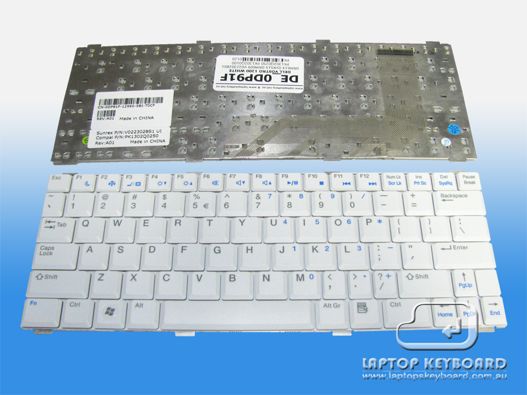 DELL VOSTRO 1200 US REPLACE WHITE KEYBOARD 0DP91F - Click Image to Close