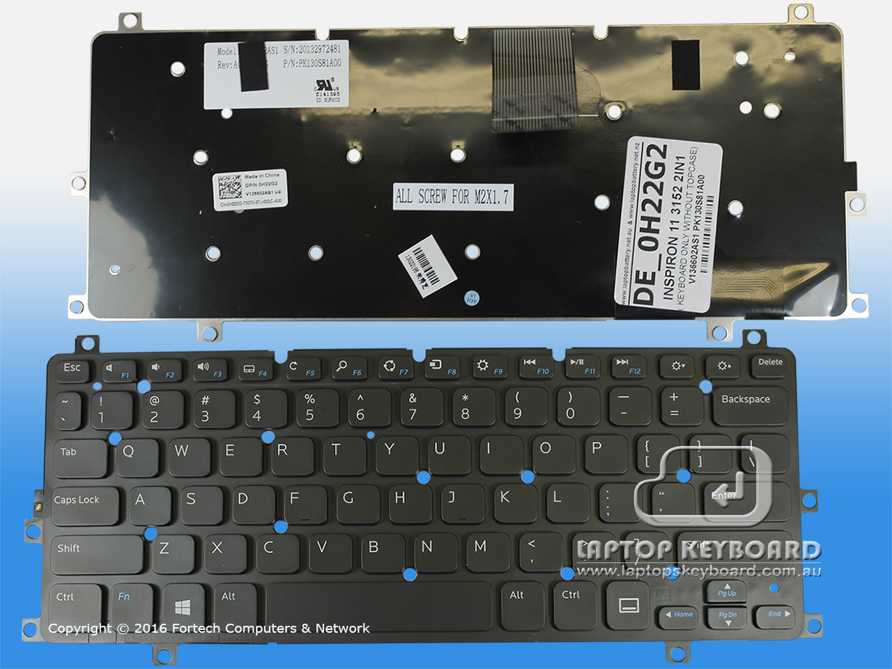 DELL INSPIRON 11-3000 XPS 10 TABLET US REPLACE KEYBOARD 0H22G2 - Click Image to Close