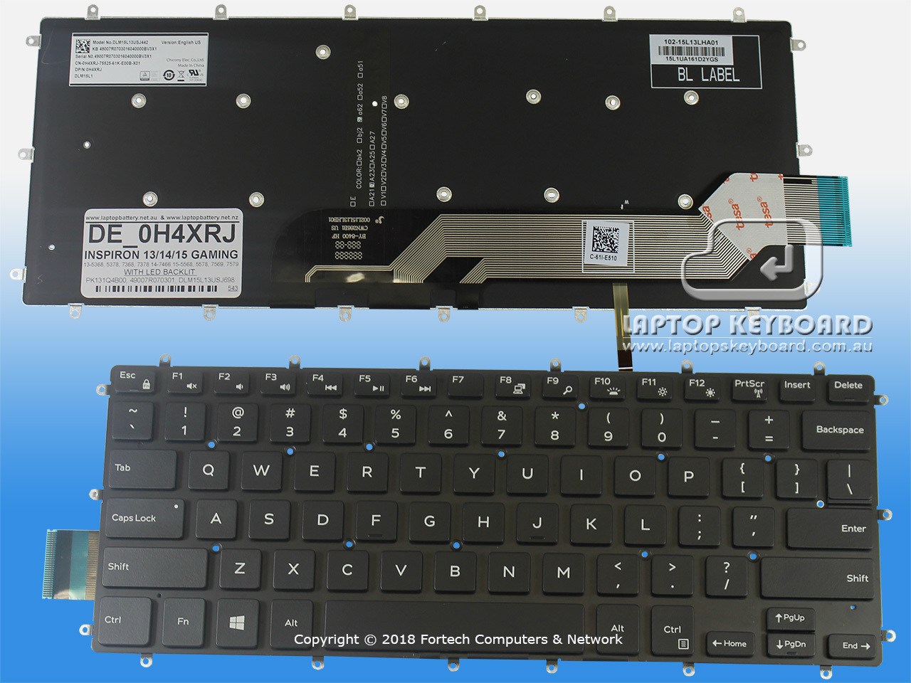 DELL INSPIRON GAMING (5366, 5378) US KEYBOARD BLACK/BACKLIT 0H4XRJ - Click Image to Close