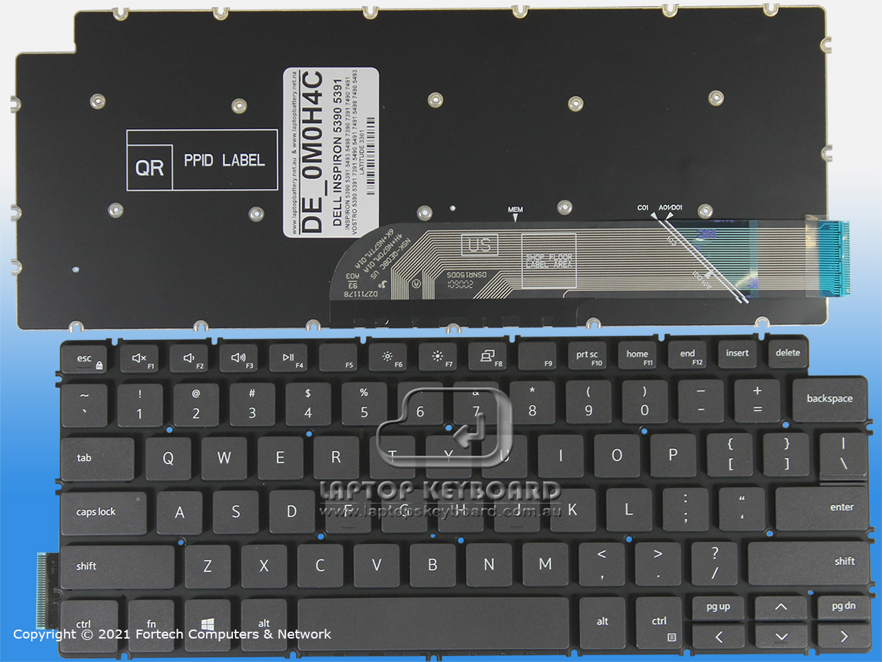 DELL INSPIRON 5390 5391 US REPLACE KEYBOARD BLACK 0M0H4C - Click Image to Close