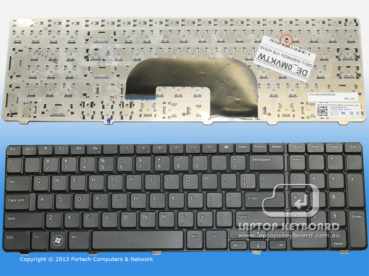 DELL INSPIRON 17R N7010 US BLACK KEYBOARD 0MVKTW - Click Image to Close