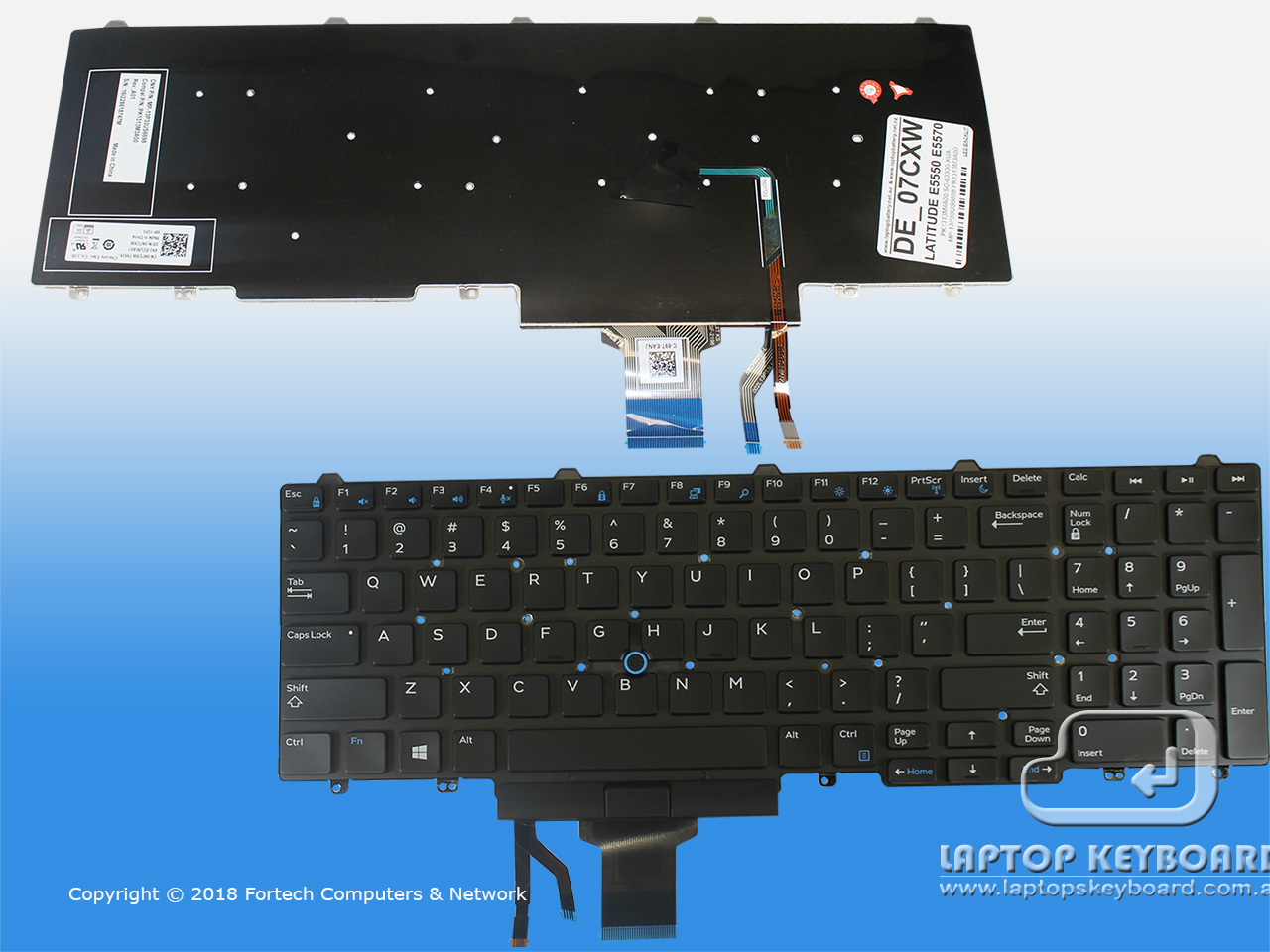 DELL LATITUDE E5550 E5570 US BACKLIT BLACK KEYBOARD 0N7CXW - Click Image to Close