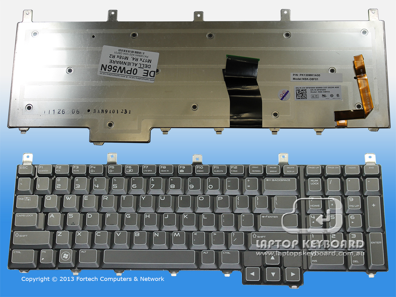 DELL ALIENWARE M17X R4, M18X R2 US KEYBOARD BACKLIT 0PW56N - Click Image to Close
