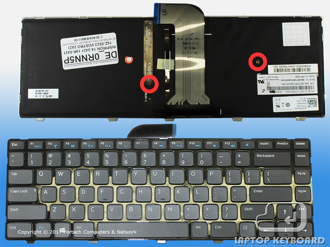 DELL INSPIRON 14-3421 14-5421 US REPLACE KEYBOARD BLT/BLK 0RNN5P - Click Image to Close