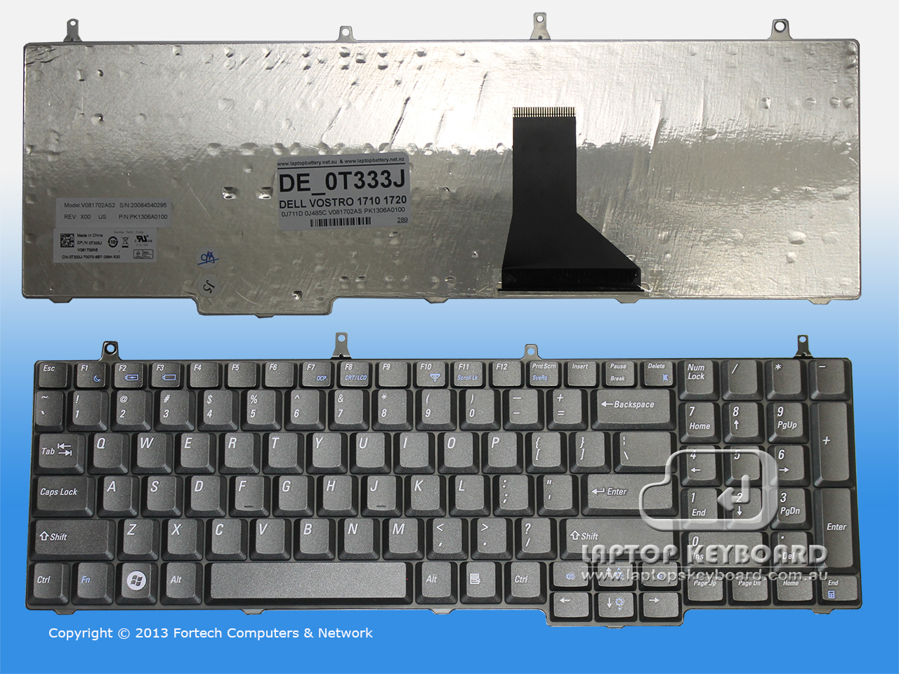 DELL VOSTRO 1710 1720 REPLACE BLACK KEYBOARD 0T333J - Click Image to Close