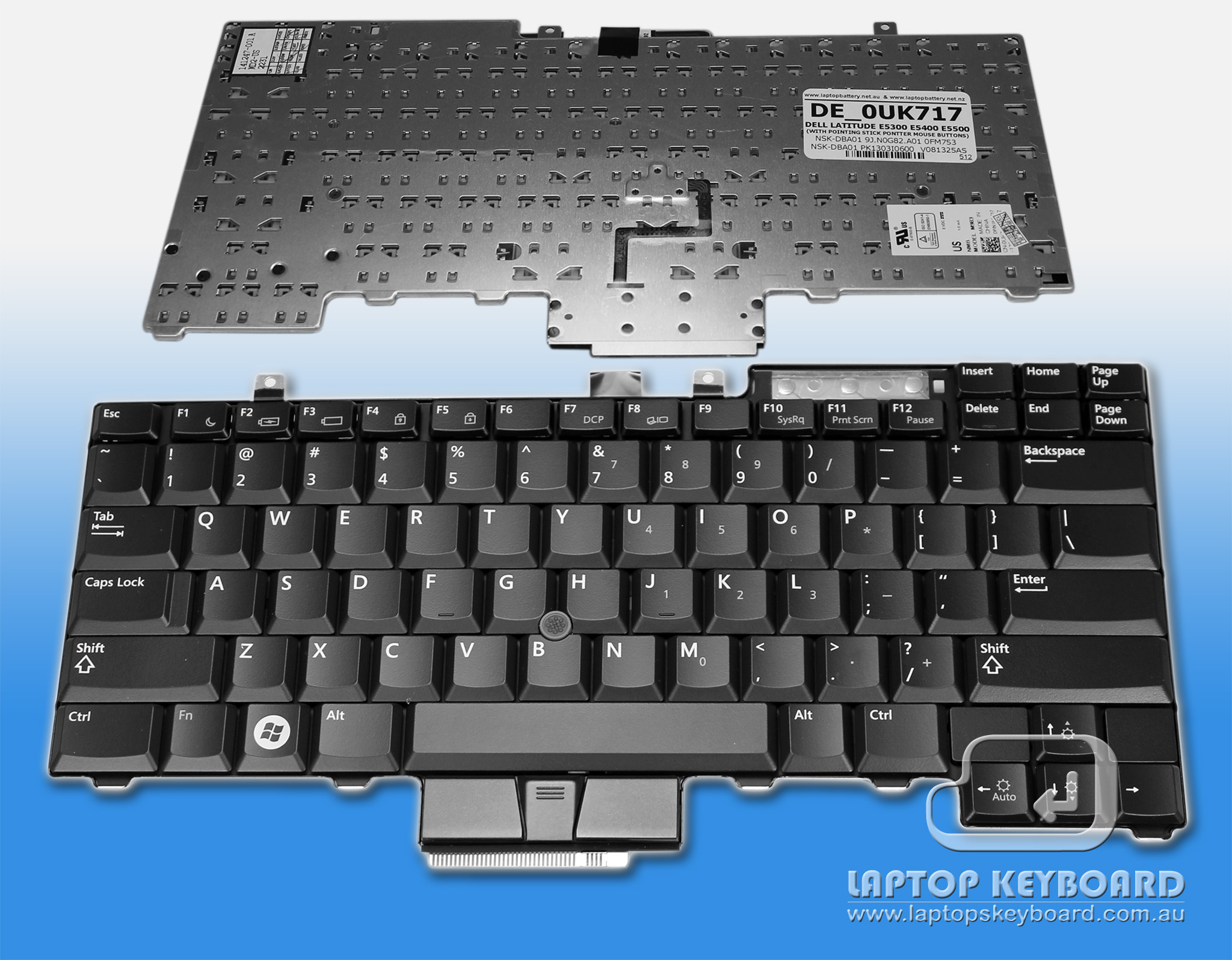 DELL LATITUDE E5300, E5400 WITH POINTING BLACK KEYBOARD 0UK717 - Click Image to Close