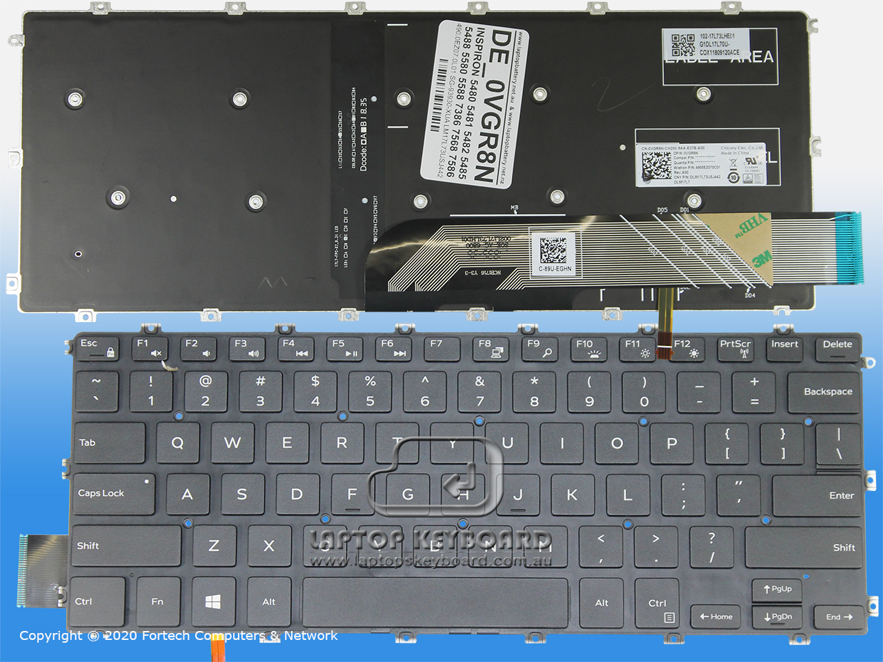 DELL INSPIRON 7386 7586 US BACKLIT KEYBOARD BLACK 0VGR8N - Click Image to Close