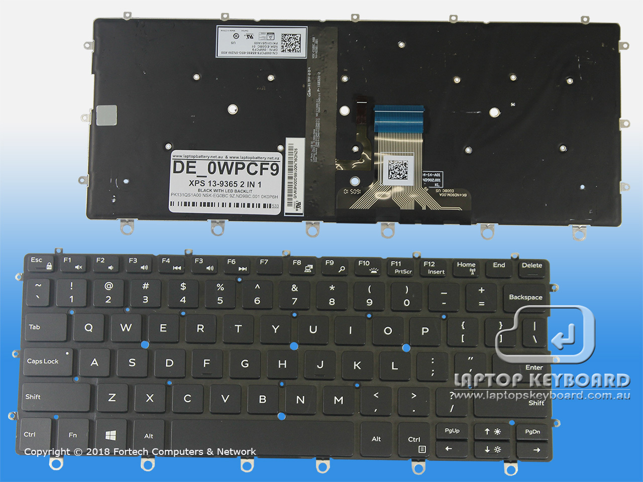 DELL XPS 13 9365 US KEYBOARD BLACK/BACKLIT 0WPCF9 - Click Image to Close