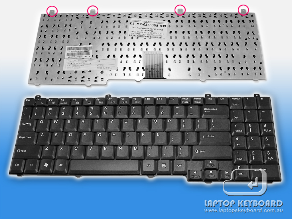 ALIENWARE M9750 M9700 CLEVO D90T US KEYBOARD MP-03753US-839 - Click Image to Close