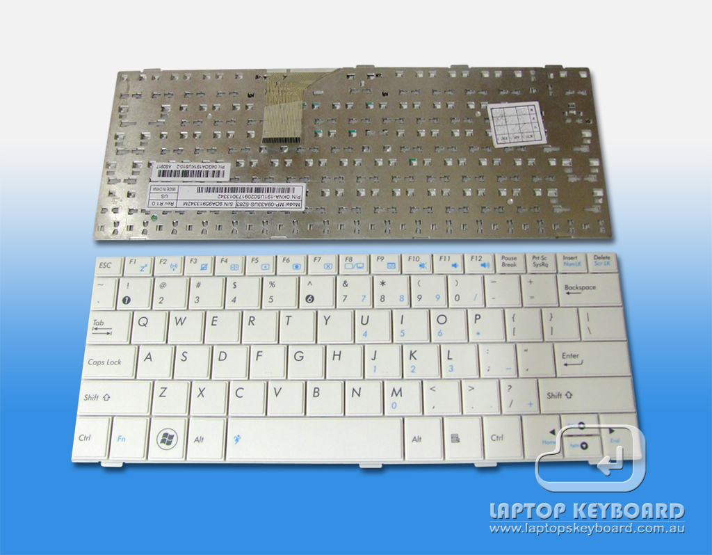 ASUS EEEPC 1005HA 1008HA US WHITE KEYBOARD 04GOA191KUS10 - Click Image to Close