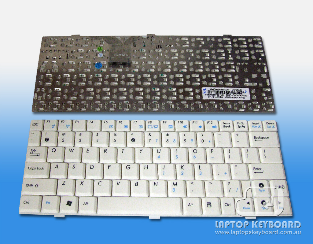 ASUS EEEPC 904HA, 1000H, U1F WHITE KEYBOARD 04GOA0D2KUS00-1 - Click Image to Close