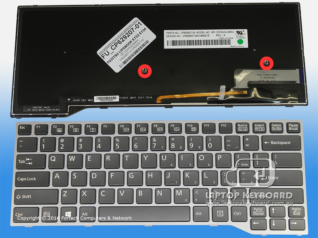 FUJITSU LIFEBOOK E733 E744 E734 US KEYBOARD /BACKLIT CP629207-01 - Click Image to Close