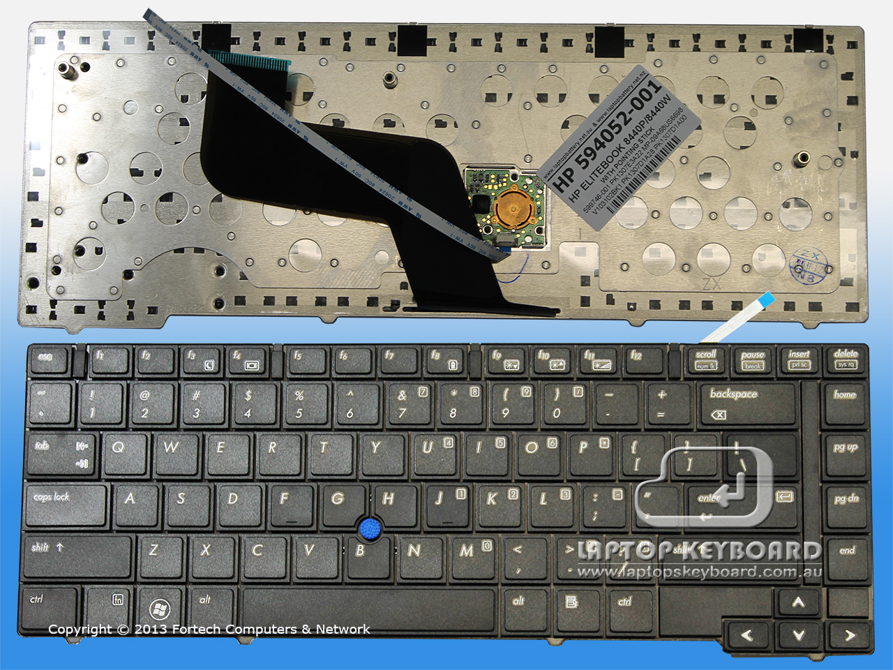 HP COMPAQ ELITEBOOK 8440P US REPLACEMENT KEYBOARD 594052-001 - Click Image to Close